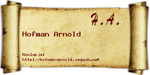 Hofman Arnold névjegykártya